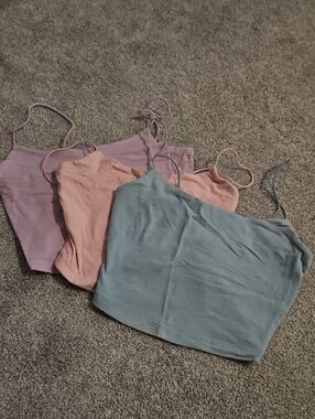 Women’s Bungee Strap Crop Top - Pink Light Purple and Light Blue